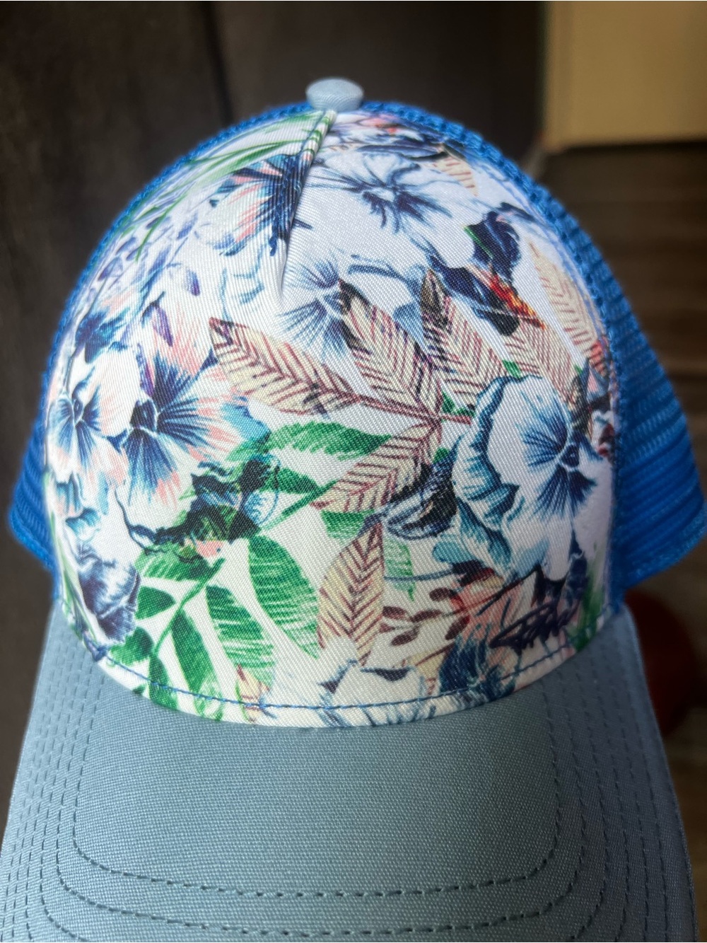Prana Blue Floral Mesh Trucker Hat - Picture 2 of 10